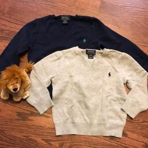 Polo Ralph Lauren V Neck Sweaters 3T blue and gray